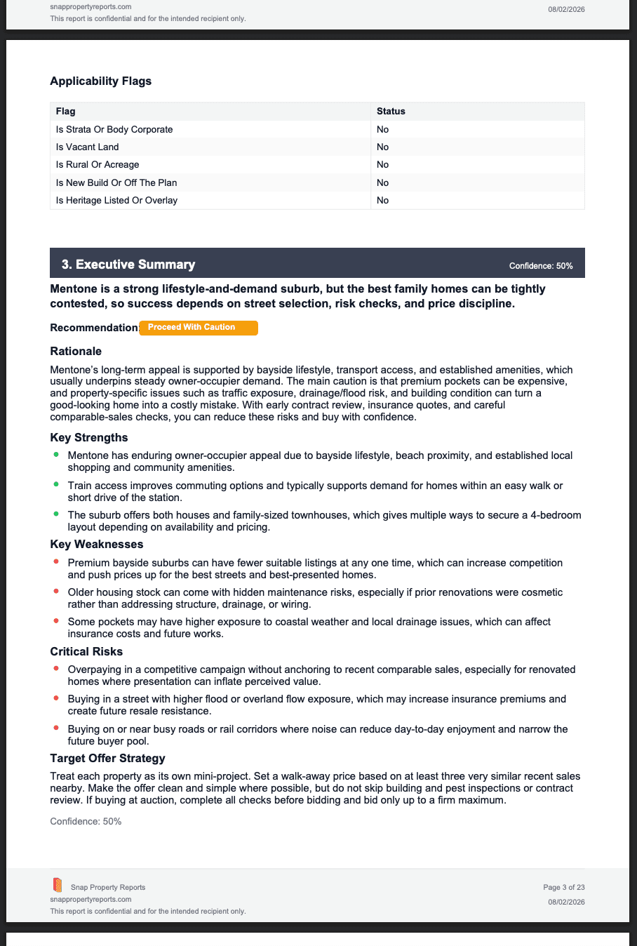 Sample generated PDF report